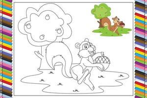 coloring cute animal cartoon for kids vector