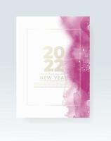 Happy new year 2022 poster or card template with watercolor wash splash vector