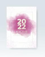 Happy new year 2022 poster or card template with watercolor wash splash vector