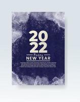 Happy new year 2022 poster or card template with watercolor wash splash vector