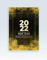 Happy new year 2022 poster or card template with watercolor wash splash vector