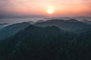 mountains and sunrise in the morning photo