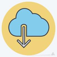 Icon Vector of Cloud with downward arrow - Lineal Color Style