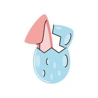 happy easter cracked egg with ear rabbit cartoon isolated style vector