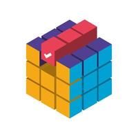 digital solutions cube process isometric icon isolated vector