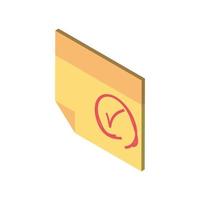 note check mark stationery icon isometric style vector