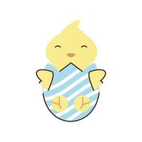 happy easter cute chicken in cracked egg cartoon isolated style vector