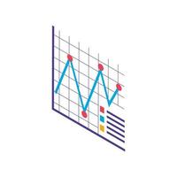 informe de estadísticas digitales icono isométrico de datos financieros y económicos aislado vector