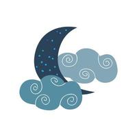 night moon clouds vector