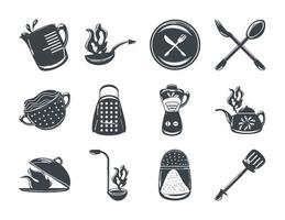 Kitchen accessories. Flipper, strainer, spatula, ladle. Vector design  6730605 Vector Art at Vecteezy