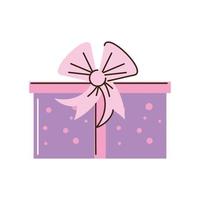 wrapped gift box bow ribbon cartoon isolated style vector