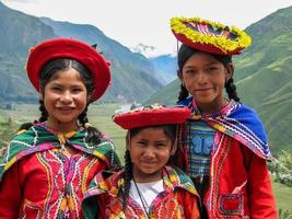 PISAC, PERU, MARCH 2, 2006 - Unidentified children at Mirador Taray near Pisac in Peru. Mirador Taray is a scenic vista along the highway overlooking Sacred Valley of the Incas. photo