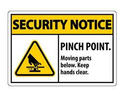 Security Notice Pinch Point, Moving Parts Below, Keep Hands Clear Symbol Sign Isolate on White Background,Vector Illustration EPS.10 vector