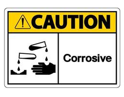 Caution Corrosive Symbol Sign on white background vector