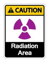 Caution Radiation Area Symbol Sign on white background vector