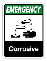 Emergency Corrosive Symbol Sign on white background vector