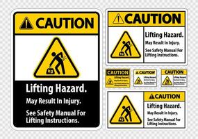 Lifting Hazard,May Result In Injury, See Safety Manual For Lifting Instructions Symbol Sign Isolate on transparent Background,Vector Illustration vector