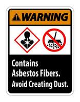 Warning Label Contains Asbestos Fibers,Avoid Creating Dust vector