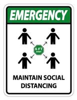 Emergency Maintain social distancing, stay 6ft apart sign,coronavirus COVID-19 Sign Isolate On White Background,Vector Illustration EPS.10 vector