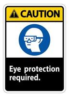 Señal de precaución símbolo requerido protección ocular aislar sobre fondo blanco. vector