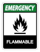 Emergency Flammable Symbol Sign on white background vector