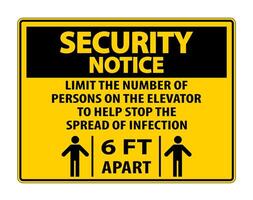 Security Notice Elevator Physical Distancing Sign Isolate On White Background,Vector Illustration EPS.10 vector