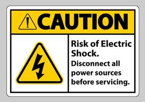 precaución, riesgo, de, descarga eléctrica, símbolo, señal, aislar, blanco, plano de fondo vector