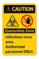 Caution Quarantine Infectious Virus Area sign on white background vector