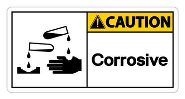 Caution Corrosive Symbol Sign on white background vector