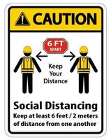 Caution Social Distancing Construction Sign Isolate On White Background,Vector Illustration EPS.10 vector