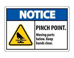 Notice Pinch Point, Moving Parts Below, Keep Hands Clear Symbol Sign Isolate on White Background,Vector Illustration EPS.10 vector