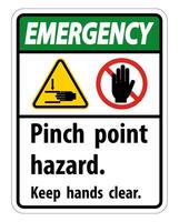 Emergency Pinch Point Hazard,Keep Hands Clear Symbol Sign Isolate on White Background,Vector Illustration vector