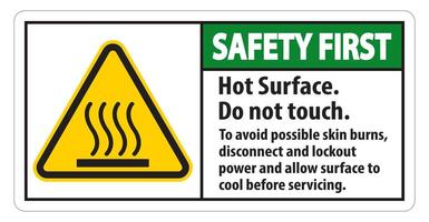 Hot Surface, Do Not Touch, To Avoid Possible Skin Burns, Disconnect And Lockout Power And Allow Surface To Cool Before Servicing Symbol Sign Isolate On White Background,Vector Illustration vector