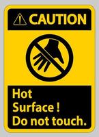 Caution Sign Hot Surface Do Not Touch On White Background vector