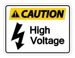 Caution high voltage sign on white background vector