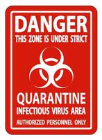 Danger Quarantine Infectious Virus Area Sign Isolate On White Background,Vector Illustration EPS.10 vector