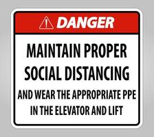 Danger Maintain Proper Social Distancing Sign Isolate On White Background,Vector Illustration EPS.10 vector