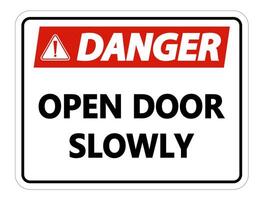 Danger Open Door Slowly Wall Sign on white background vector