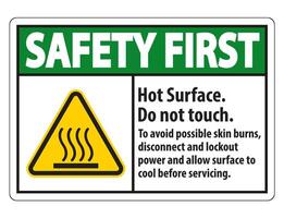 Hot Surface, Do Not Touch, To Avoid Possible Skin Burns, Disconnect And Lockout Power And Allow Surface To Cool Before Servicing Symbol Sign Isolate On White Background,Vector Illustration vector