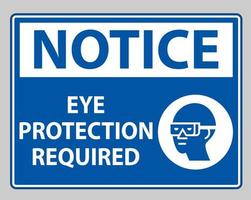 Aviso firmar protección ocular necesaria sobre fondo blanco. vector
