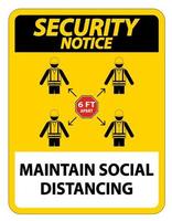 Security Notice Maintain social distancing, stay 6ft apart sign,coronavirus COVID-19 Sign Isolate On White Background,Vector Illustration EPS.10 vector