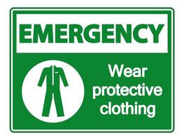 Emergency Wear protective clothing sign on white background vector