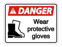 Danger Wear protective footwear sign on transparent background vector