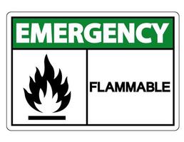 Emergency Flammable Symbol Sign on white background vector