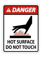 Danger Burn hazard,Hot surface,Do not touch Symbol Sign Isolate on White Background,Vector Illustration vector