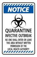 Notice Quarantine Infective Outbreak Sign Isolate on transparent Background,Vector Illustration vector