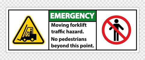 Moving forklift traffic hazard,No pedestrians beyond this point,Symbol Sign Isolate on transparent Background,Vector Illustration vector