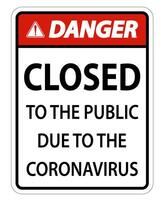 Danger Closed to public sign on white background vector