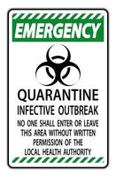 Emergency Quarantine Infective Outbreak Sign Isolate on transparent Background,Vector Illustration vector