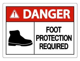 Danger Foot Protection Required Wall Sign on white background vector